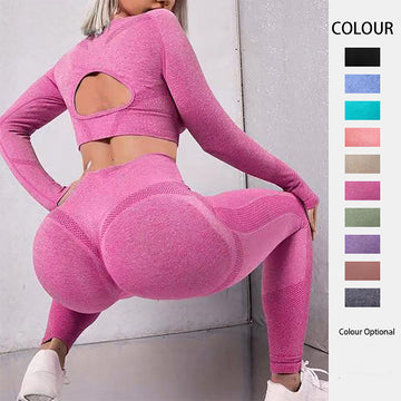 2pcs Sports Suits Long Sleeve Hollow Design