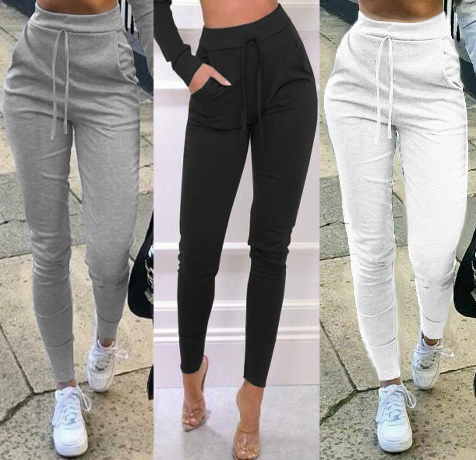 Women Korean Style High Waist Lace-up Sweatpants