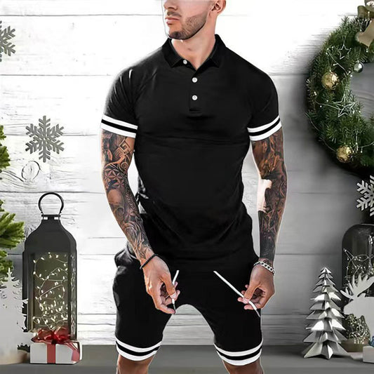 Mens Polo Shirt Fashion Summer Tracksuits Casual Set