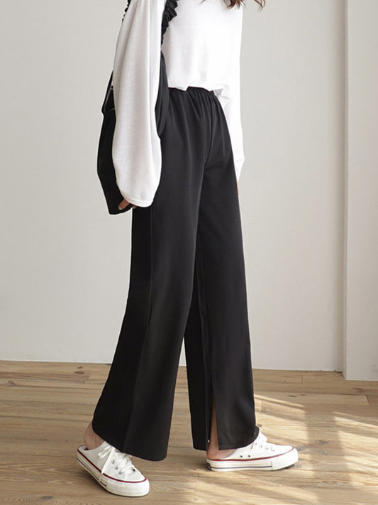 High Waist Drape Split Trousers