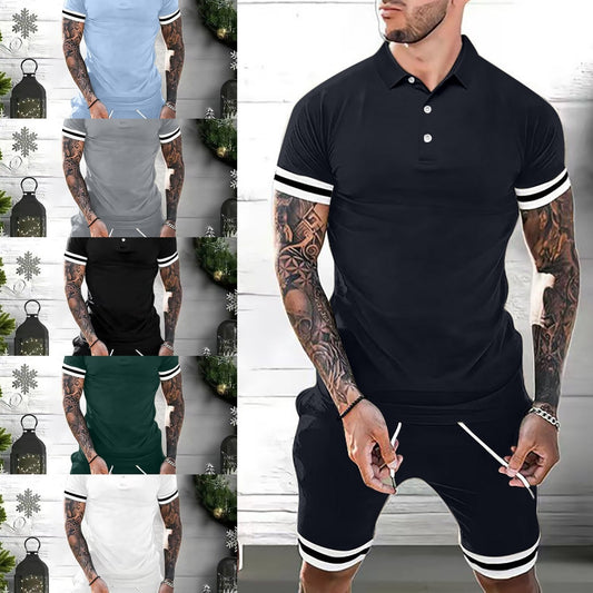 Mens Polo Shirt Fashion Summer Tracksuits Casual Set