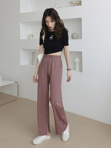 High Waist Drape Split Trousers