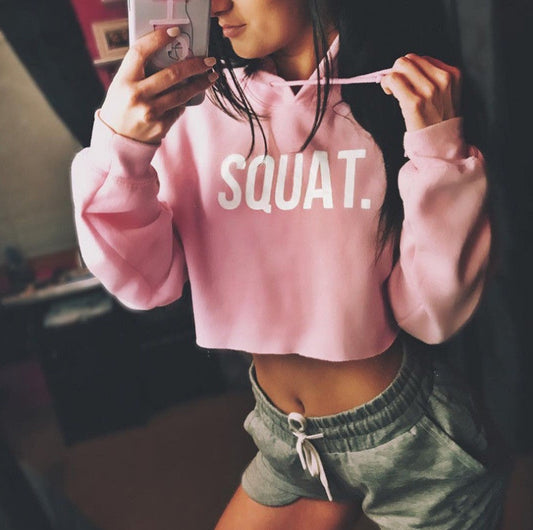 Women Fashion Active Hoodies Long Sleeve Crop Top