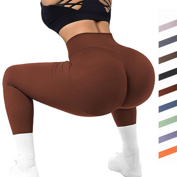 Threaded Knitted High Waist Seamless Leggings