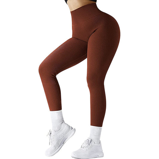 Threaded Knitted High Waist Seamless Leggings